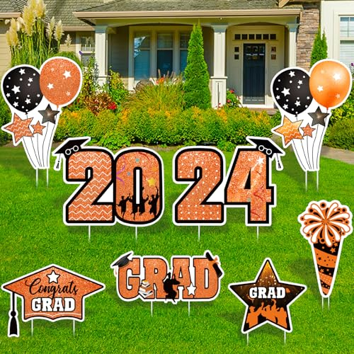 Wironlst Graduation Yard Schild für Abschlussfeier Party Rasen Dekor (Orange)