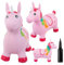 sun baby Hüpftiere ab 1 Jahr mit Pumpe aufblasbares Hüpfspielzeug aus Hochwertigem und Strapazierfähigem Gummi, Verschiedene Designs (Rosa Einhorn mit Weißem Horn)