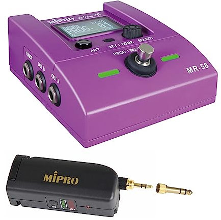 Mipro MR-58 - Pedale per ricevitore digitale, 5,8 GHz + trasmettitore MT-58 per strumenti