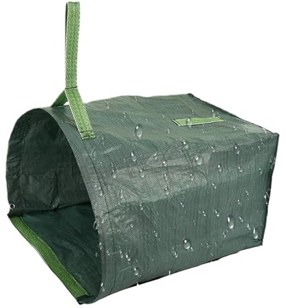 Borsa per rifiuti da giardino, pieghevole, impermeabile, grande collettore con muschio, fiori e manico per talee