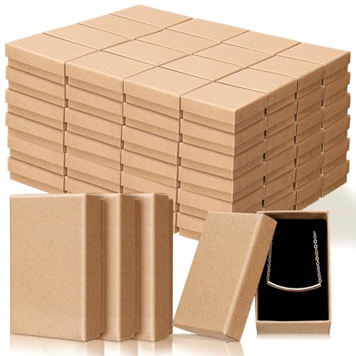 Tenceur 100 Pcs Jewelry Gift Boxes Jewerly Box, Brown, 3.2x2x1.2in