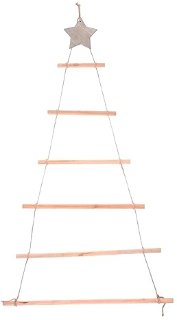 LIFKOME Hängeleiter Weihnachtsbaum Holz Astaufhänger Weihnachtsdeko Wandbehang Dekoration Baumleiter Weihnachtsleiter Hängebaum