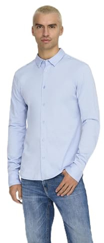 ONLY & SONS Herren Onsrobin Button Under Ls Stretch Shirt Langarmhemd, Cashmere Blue, XXL