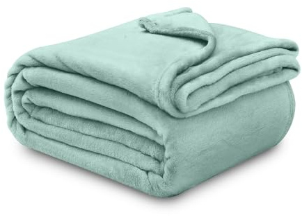 GC GAVENO CAVAILIA Flannel Fleece Fluffy Throw Blanket, Soft Warm Large Fleece Throws For Bed Sofa Couch Chair & Settee Lightweight Plain Bed Travel Blanket, 200x240 Cm, Sage Green