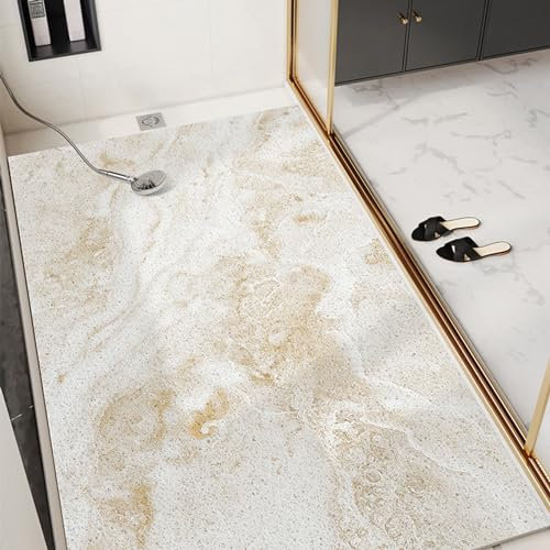Yinghesheng Grand Tapis de Douche antidérapants 80 x 120 cm Tapis de Douche Doux et Confortable avec Trous de Drainage PVC imprimé, Tapis de Bain pour Zones humides,C
