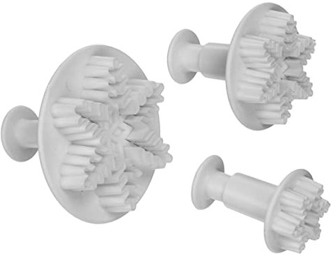 XJKLBYQ Snowflake Plunger Cutters Plastic Cookie Fondant Cutters Molds for Cake Topper Decorating Tools 3PCS,Snowflake Cookie Plunger