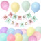 Luftballons Geburtstag Dekoration Set, Macaron Farbe Geburtstagsdeko Happy Birthday deko Banner Party Deko Geburtstag Set mit Macaron Farbe Happy Birthday Latex Luftballons(Macaron)