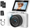 SOPPY Cámara digital 4K con transferencia WiFi, vlogging de 64 MP, zoom de 18X y pantalla abatible de 3 pulgadas, cámara de YouTube de enfoque automático, tarjeta SD de 64 GB incluida, compacta para
