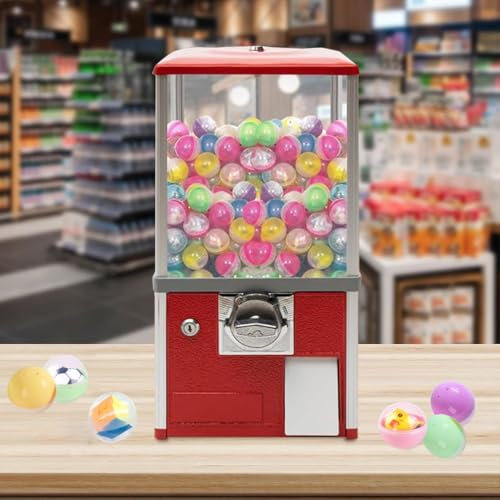 WANGYYDS Mini Máquina De Caramelos, Dispensador De Caramelos, Máquina De Chicles para Niños, Hucha Roja Y Dispensador De Caramelos, Giratorio,Red