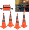 Suusolny 4X faltbar Pylonen Warnkegel 70cm mit Reflektierender Verkehrskegel & Warnleuchte Warndreieck Sicherheitskegel Verkehrssicherheit Kegel Orange/Silber für Bodenarbeit