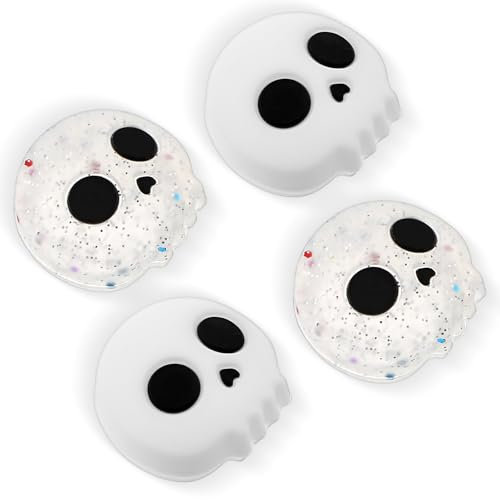 YUXIANLB Halloween Daumengriffkappen 4 Stück Süße Joystick Kappenabdeckungen Aus Silikon Joycon Zubehör Totenkopf Daumenstick Abdeckung Kompatibel Mit Nintendo Switch OLED Switch Lite