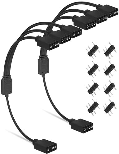 upHere 1-to-3 ARGB Splitter, 5V ARGB Extension Cable - Syncs LED for Chassis, CPU Cooler & Fans (2 Pack)