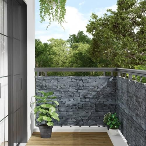 AIJUUKJP Brise-vue de jardin en PVC aspect pierre Gris 400 x 90 cm