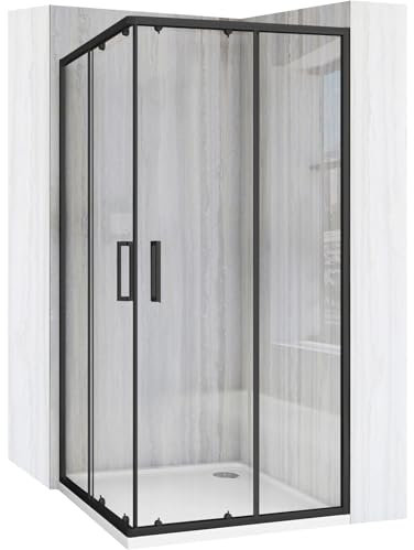 Rea City 90x90 Noir Cabine de douche sans receveur de douche Verre de sécurité trempé Transparent 4mm, 5mm (Noir mat)