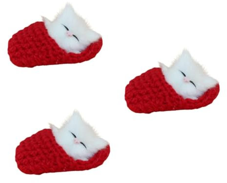 VICASKY 3stücke Katzen-Spielzeug Schlafende Mini-Katze in Rotem Hausschuh Mit Meows Geräuschen Dekoratives Handspielzeug Für Junge Mädchen Jungen Und Mädchen Für Partys Und Festliche