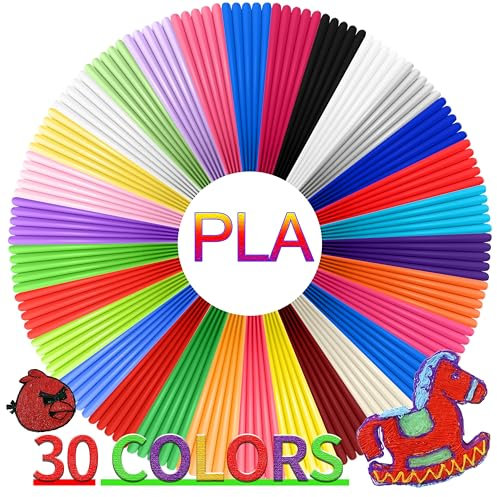 YhuiCxir 3D Stift Filament, 30 Farben 1,75 mm PLA Fäden, Jede Farbe 5M, Insgesamt 150M mit 2 Fingerkappen, Kompatibel mit SCRIB3D und MYNT3D 3D Stifte (3D-Stift Nicht im Lieferumfang)
