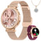 Fitnynxos Montre Connectée Femme, 1.27 HD Smartwatch avec Appel, Santé Au Féminin, 120+ Sports, 24H Fréquence Cardiaque, Sommeil, SpO2, IP68 Podomètre Calorie Fitness Tracker pour iOS Android Or Rose