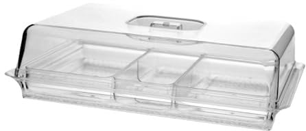 Fenteer Bandeja Rectangular de acrílico para Tartas, Soporte Multifuncional para Tartas con Tapa