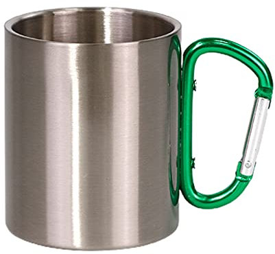 Yazhuq 300ml Stainless Steel Travel Mug With Carabiner Handle Cup For Outdoor Sport