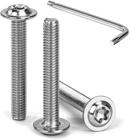 Tunejoy M6 x 40 mm Tornillos de Cabeza Alomada Torx con Brida Tornillo de Cabeza Hexagonal de Acero Inoxidable A2 V2A Tornillos Máquina con T30 Allen Rosca Completa 30 Piezas