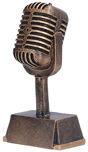 HUSHUI Music Award Trophy,Synthetic Resin Microphone Trophy,Decorative Microphone Tabletop Ornament for Home Singing Competition
