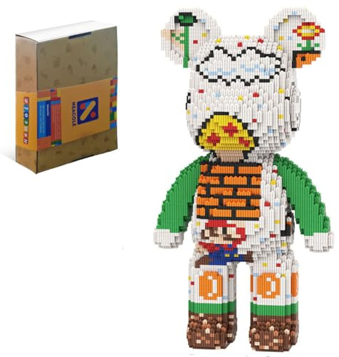 Neacole Bärenbausteine (7220 Stück), 43/46 cm, Bärenbausteine, Mikro-3D-Tierbausteine für Erwachsene und Kinder, Heim- und Bürodekoration, Geburtstags- und Valentinstagsgeschenke (Super Mario Bear)