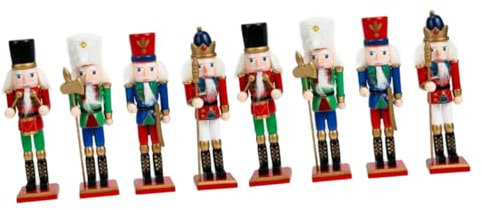 Ciieeo 8pcs Unique Xmas Nutcrackers Props Wooden Christmas Ornaments for Tree Home Decor