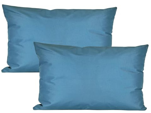 JACK 2er Set 40x60cm Outdoor Kissenhülle Kissenbezug Wasserfest Sitzkissen Lounge Kissen Garten Stuhl Lotus Effekt, Farbe:Rauchblau