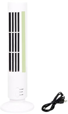 Silent Tower Fan, Bladeless Tower Mini Fan, Portable Fans Conditioner With Two Speeds Simulates Natural Wind, 2 Speed Settings, For Home Offices And Bedrooms (White)