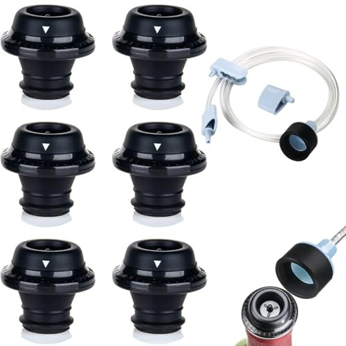 wine plugs Compatible with Deluxe Food VS-12 Vacuum Sealer,attachment hose for all sealing zipper bags, wine plugs, jar seals, vacuum sealing agents (6 wine plugs+1 setsattachment hose)