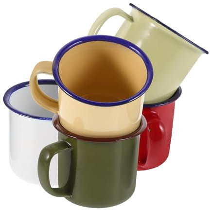 Generico 5 Pezzi Tazze da Smalto Retro da Colorati Tè Cappuccino e Ghiacciata Design Multifunzionale e Ergonomico