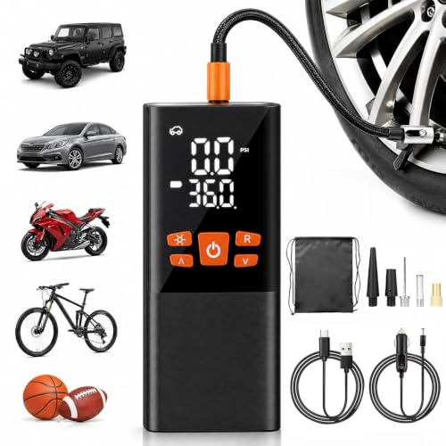 Corded/Cordless Dual Purpose Digital Tire Inflator,Portable Air Compressor, Car tyre inflator,Supports Preset Tire Pressure and Auto Shutoff