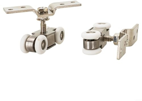 Paire de rails de suspension de porte coulissante en acier inoxydable lisse et silencieux pour salle de bain en verre ou en bois massif