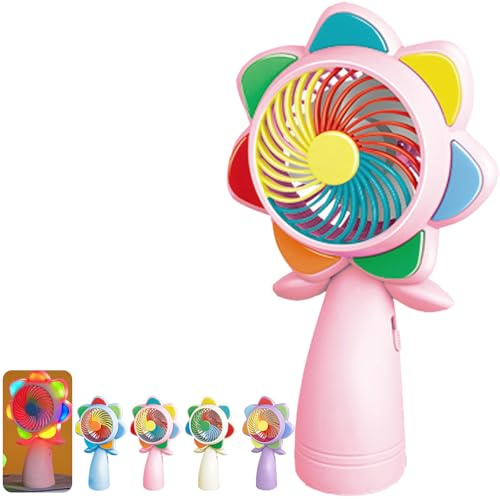 YOUYIKE Mini Ventilador de Mano, Forma de La Flor Pequeño Ventilador USB Recargable Portatil Silencioso Escritorio Handheld Fan para Turismo Al Aire Libre Oficina (Rosa)