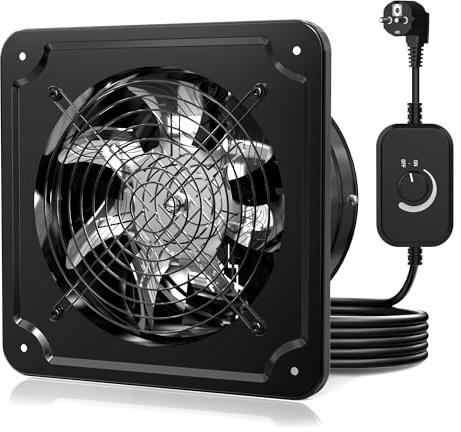 Brogachy Industrial Ventilador Extractor 200mm,para sótano Garaje Cocina | Extractor de aire, con Clapeta Antirretorno, Extractor Baño Silencioso Regulador de Velocidad, Enchufe.