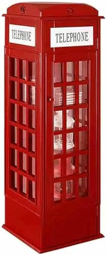 Bücherregal für Telefonzelle, 5-stöckiges Holz-Bücherregal, Vintage-Bücherregal mit Acryl-Tür, CD-Aufbewahrung, Organizer, Vitrine