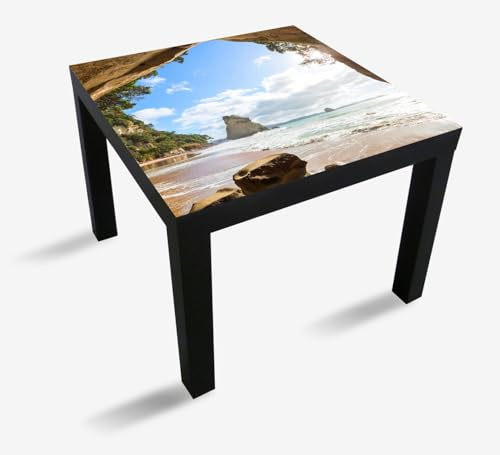 Wallario Möbelfolie selbstklebend/Aufkleber, Tischfolie geeignet für IKEA Lack Tisch - Möbeldeko Felsbogen mit Blick aufs Meer in 55 x 55 cm