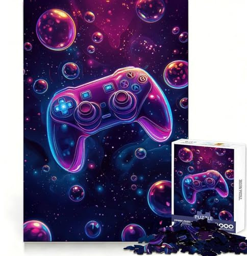 Neon Game Controller in Space Bubbles Puzzles für Teenager 1000 Teile Logik Zug Spielzeug Gemütlich Entspannend Glatt geschnitten Festival Geschenk (50x75cm)