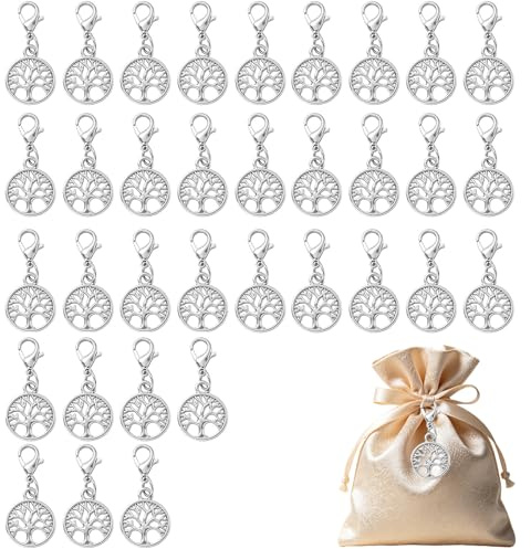 AUGTYRLV Portachiavi Albero della Vita 34 pezzi, Ciondoli Bomboniera in Metallo 4,1×2 cm, Eleganti Accessori per Matrimoni, Lauree, Compleanni e Battesimi