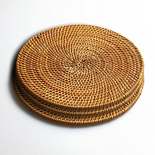 Handmade Rattan Pot Holder,Non Slip,Durable, Heat Resistant Hot Pads Perfect Modern Home Decor Heat Resistant Coasters Cup Insulation Mat (Φ20CM, 3PCS)
