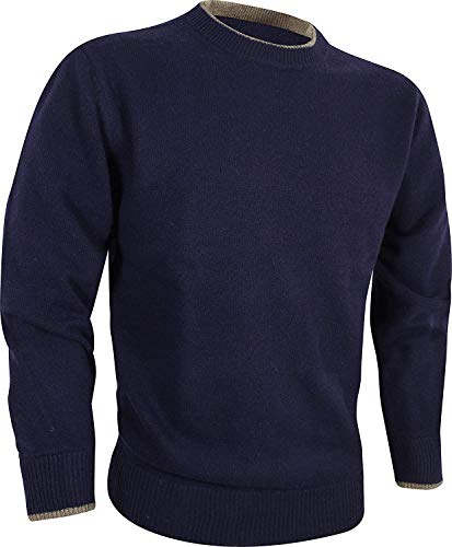 JACK PYKE - Pullover mit Rundhalsausschnitt - gestrickt aus 100% Lammwolle - Dunkelblau - 3XL