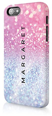 Personalised Compatible with iPhone 5 / 5s / SE 2016 Tirita Hard Case Cover PRINTED GLITTER, NOT REAL GLITTER Faded Glitter Marble Bling Sparkly Custom Initials Name Bling