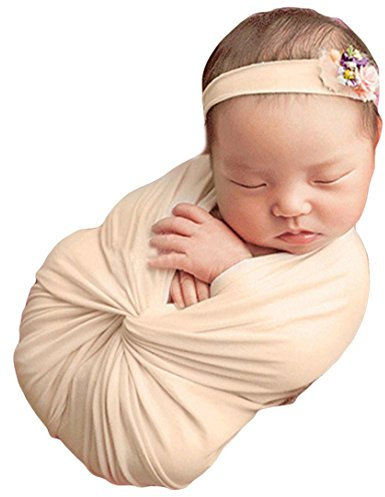 BéBé Photo Wrap,Dinglong 40x160 Cm Extra Doux Stretch Nouveau-Né Photographie Wrap Chiffon Pour Photo Tir BéBé Photo Props Nouveau-Né Swaddle Photographie Accessoires BéBé Cadeau D'Anniversaire (Kaki)