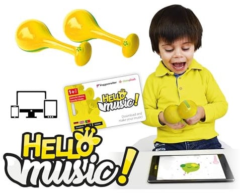 Voggenreiter Maracas-Set Percussion für Kinder ab 12 Monate inkl. Hello Music Lernsoftware App für Smartphone, Tablet & Computer (2 x Maracas enthalten)