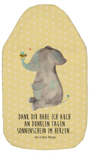 Mr. & Mrs. Panda Wärmflasche Elefant Biene - Geschenk, Wärmflasche mit Bezug, Tiere, Wärmekissen, lustige Sprüche, Wärmflaschenbezug, Liebe,