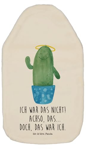 Mr. & Mrs. Panda Wärmflasche Kaktus Heilig - Geschenk, lustig, Kleine Wärmflasche, Heiligenschein, Wärmflaschenbezug, Bettflasche, Eltern,