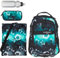 4 Teile Set Rucksack Elephant Hero Signature Schulrucksack + Mäppchen + Beutel + Flasche rbmf (Flower Türkis-Schwarz)
