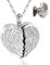 EUDORA Personalisierte Urnen Kette mit Gravur Herz Asche Kette mit Foto Silber 925 Urne für Asche Engelsflügel Medaillon Anhänger Feuerbestattung Andenken Schmuck Einäscherung Halskette