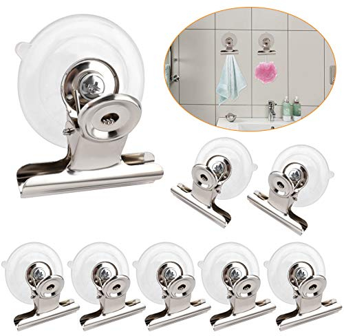 OOTSR 8 Teiliger Saugnapfclip, Runder Saugnapfklemmenhalter Aus Kunststoff, Saugnapf Mit Rostfreiem Clip Wiederverwendbare KüChe Badezimmer BüRozubehöR