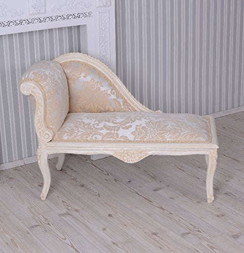 Romantisches Sofa 105cm Holz Beige gepolstert Ottomane Landhausstil Shabby cat508d27 Palazzo Exklusiv